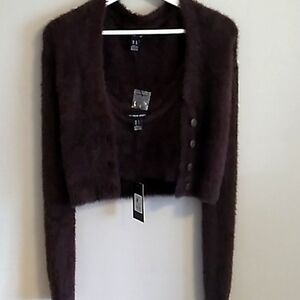 BNOT chocolate  brown cami/cardigan set